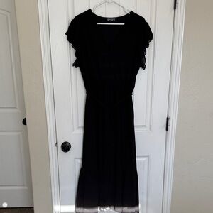 Chic Black Maxi Dress with Ruffle Sleeves